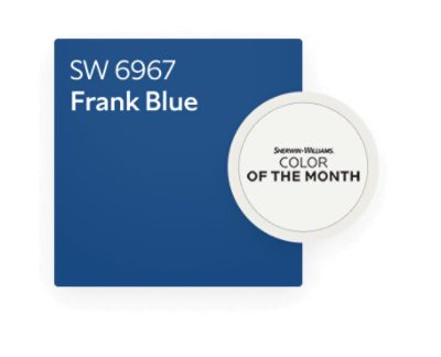 Color chip of SW 6967 Frank Blue, Color of the Month.