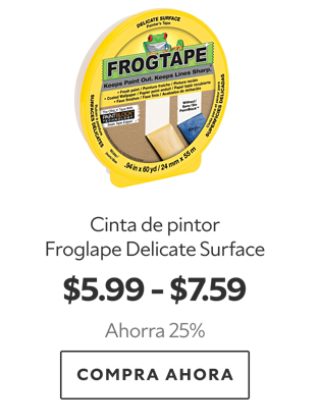 Cinta de pintor Frogtape Delicate Surface. $5.99-$7.59. Ahorra 25%. Compra Ahora.