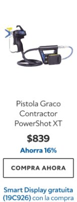 Pistola Graco Contractor PowerShot XT. $839. Ahorra 16%. Compra ahora. Smart Display (19C926) gratuita con la compra.