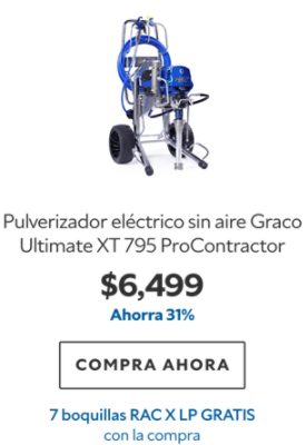 Pulverizador eléctrico sin aire Graco Ultimate XT 795 ProContractor. $6499. Ahorra 31%. Compra ahora. 7 boquillas RAC X LP gratis con la compra.