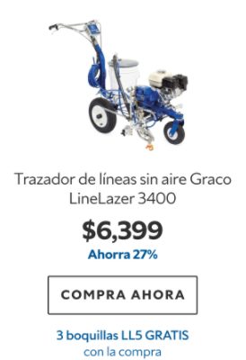 Trazador de líneas sin aire Graco LineLazer 3400. $6399. Ahorra 27%. Compra ahora. 3 boquillas LL5 gratis con la compra.