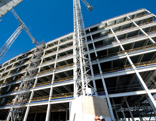 The frame of a steel structured building