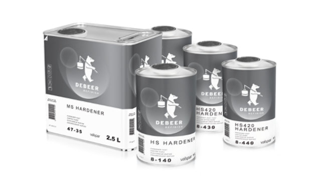 DeBeer Hardeners in an assortment of packaging