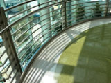 Decorative resin flooring in hospital stairwell