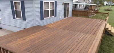 A freshly stained deck.