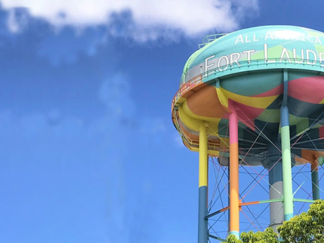 A colorful Fort Lauderdale elevated water tank