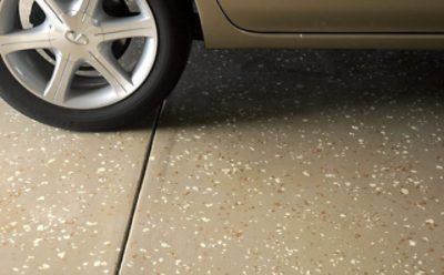 A newly stained garage floor.