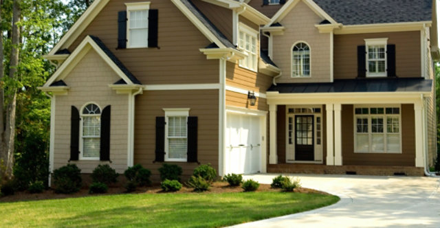 house with tan siding 