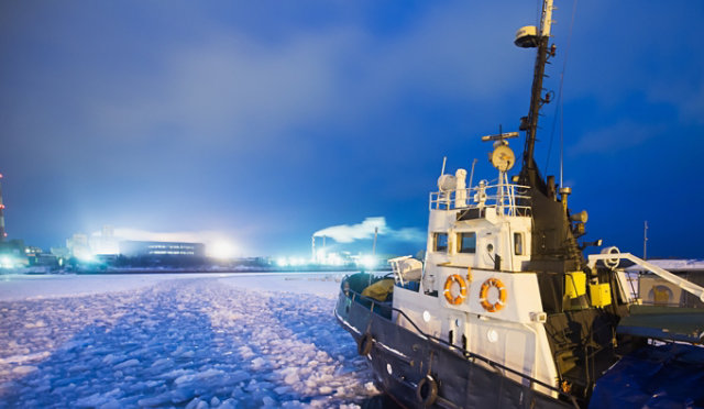 Icebreaker breaking ice