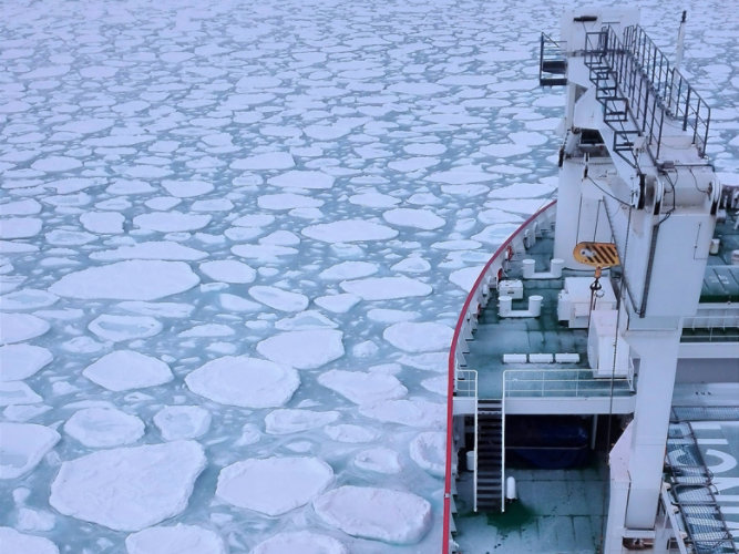 Icebreaker in icy waters