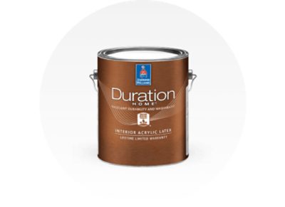 A can of Duration Interior Acrylic Latex paint.