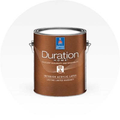 A can of Duration Interior Acrylic Latex paint.