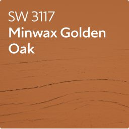 A color chip for Minwax Golden Oak SW 3117.