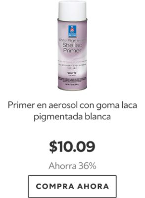Primer en aerosol con goma laca pigmentada blanca. $10.09. Ahorra 36%. Compra ahora.