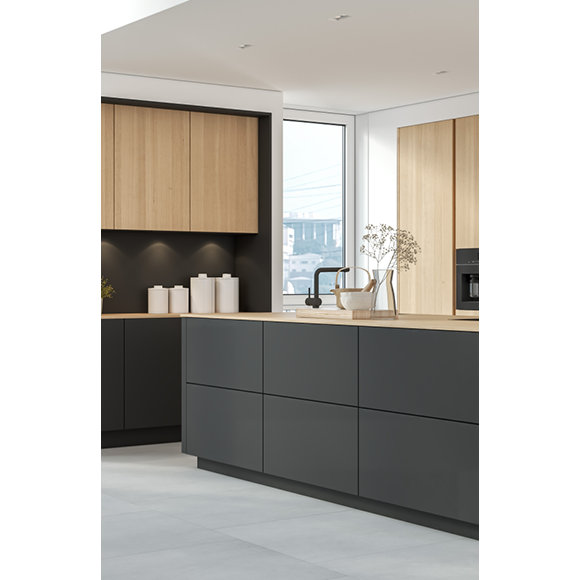 Kitchen cabinets coated using Sherwin-Williams Care Ultra product