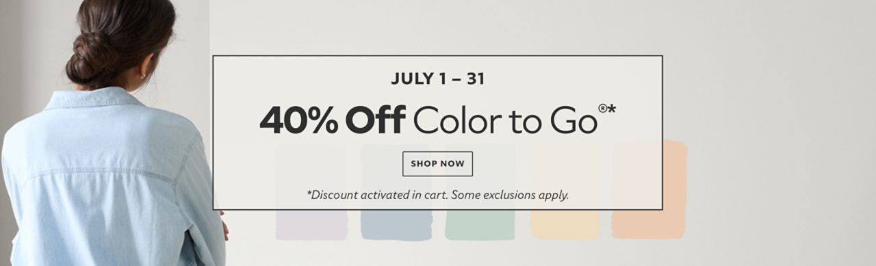 July 1-31. 40% OFF Color To Go®. Shop Now. *Discount activated in cart. Some exclusions apply.