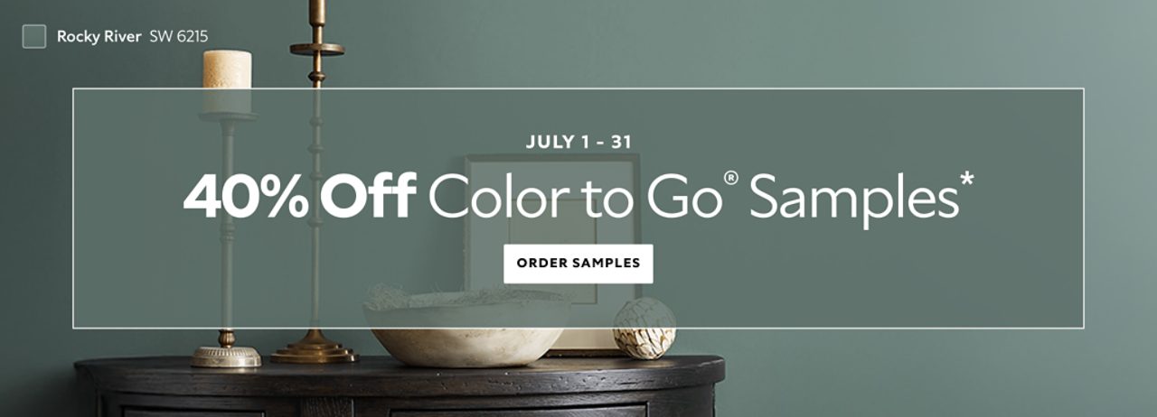 July 1 -31. 40% OFF Color To Go® Samples. Order Samples. *Discount activated in cart
