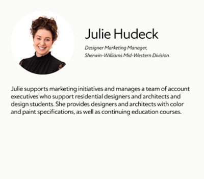A biography card for Julie Hudeck.