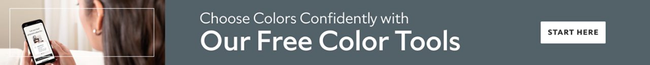 Text over an image of someone on their mobile phone that says, Choose Colors Confidently with our free color tools, start here.