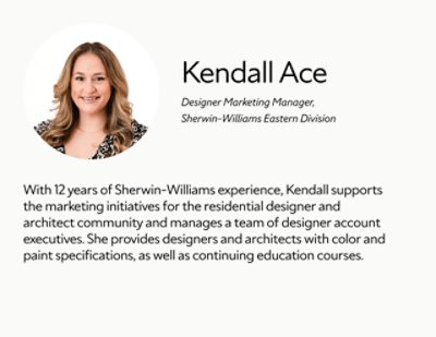A biography card for Kendall Ace.