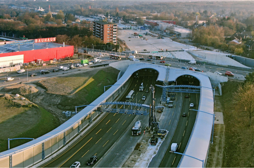 Aerial photo of Kieler Street bridge in Stellingen, Hamburg