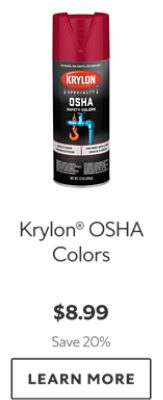 Krylon OSHA Colors. $8.99. Save 20%. Learn More.