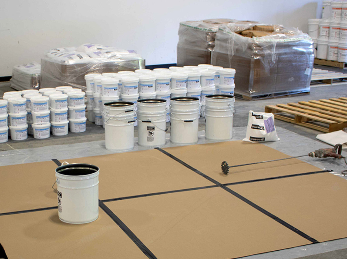 Layout of space for resinous floor install