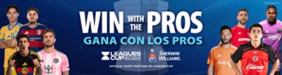 With with the Pros. Gana con los pros. Leagues Cup 2026. Sherwin-Williams. Official paint partner of Leagues Cup.