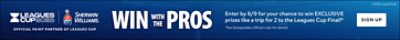Leagues Cup 2026. Sherwin-Williams. Official Paint Partner of Leagues Cup. Win with the Pros. Enter by 8/9 for your chance to win exclusive prizes like a trip for two to the Leagues Cup Final! *See sweepstakes official rules for details. Sign up.