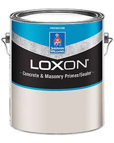 A cannister of Loxon Concrete & Masonry Sealant. 
