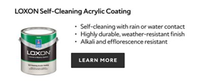 Loxon Self-Cleaning Acrylic Coating. Self-cleaning with rain or water contact. Highly durable, weather-resistant finish. Alkali and efflorescence resistant. Learn more.