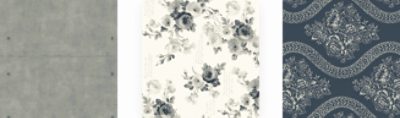 3 magnolia wallcovering swatches.