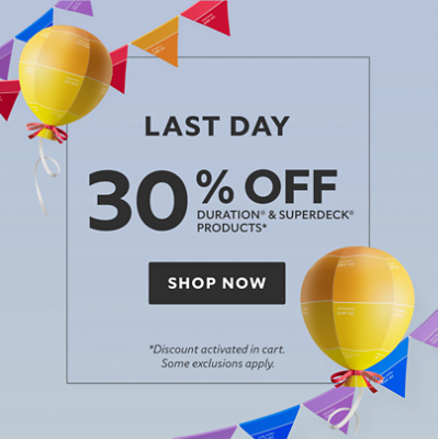 Last Day. 30% off Duration & SuperDeck Products* Shop Now. * Discount activated in cart. Some exclusions apply.