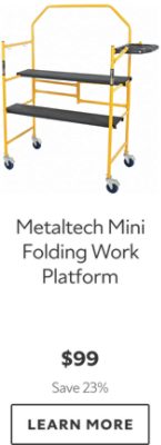 Metaltech Mini Folding Work Platform. $99. Save 23%. Learn more.