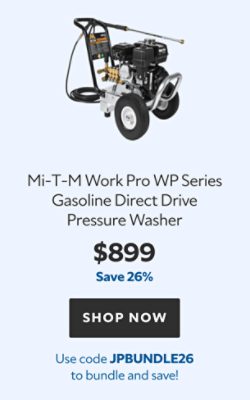 Mi-T-M Work Pro WP Series Gasoline Direct Drive Pressure Washer. $899. Save 26%. Use code JPBUNDLE26 to bundle and save!