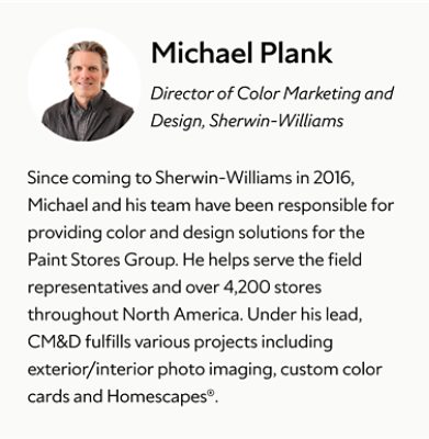 A biography card for Michael Plank.