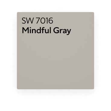 Color chip of Mindful Gray SW 7016. 