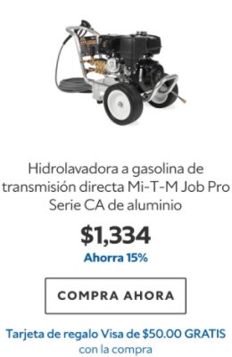 Hidrolavadora a gasolina de transmisión directa Mi-T-M Job Pro Serie CA de aluminio. $1334. Ahorra 15%. Compra ahora. Tarjeta de regalo Visa de $50.00 gratis con la compra.