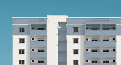 A building with balconies.