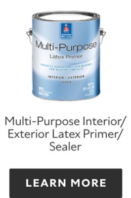Can of Sherwin-Williams Multi-purpose interior exterior latex primer sealer, learn more.