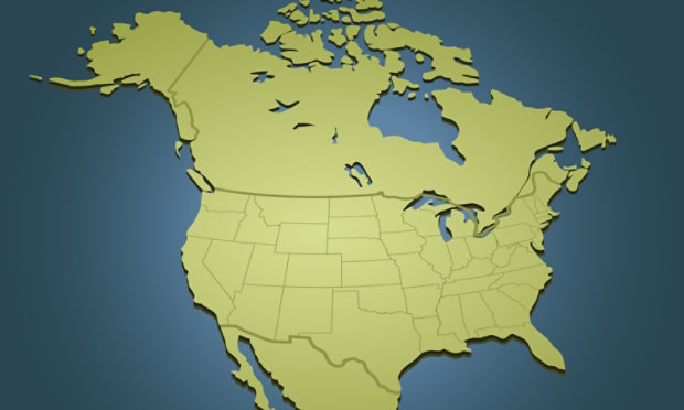 Map of US and Canada