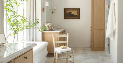 A north facing bathroom painted Greek Villa SW 7551.