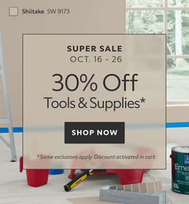 Super Sale Oct. 16-26. 30% OFF Tools & Supplies. Shop Now. *Some exclusions apply. Discount activated in cart.