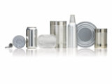 various metal food and beverage cans in a line