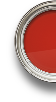 A Sherwin-Williams paint can filled with red paint.