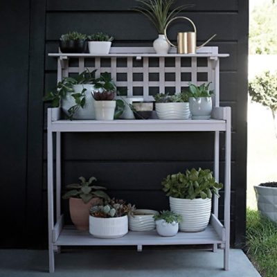 A finished and freshly painted outdoor paint stand. SW colors feature: SW 0021