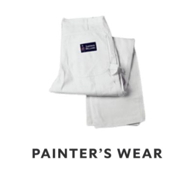 Pair of white painting pants to represent painter's wear.
