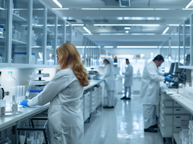 people in a lab testing materials