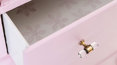 A pink bedroom dresser. SW featured colors: SW 6289