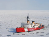 Coastguard Ship in icy waters